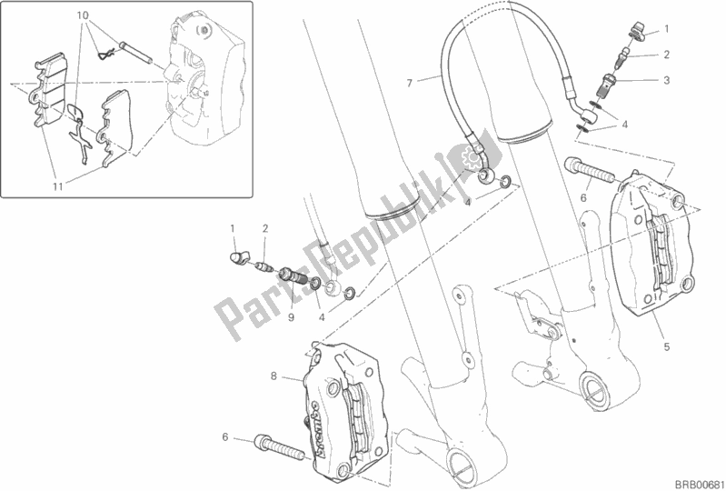 All parts for the Front Brake System of the Ducati Hypermotard 950 Thailand 2020